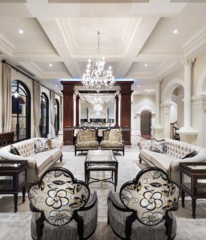 Luxurious living room interior with elegant classical design